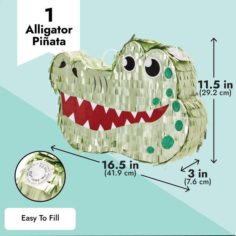 BLUE PANDA Alligator Pinata - Small Green 16.5 x 11.5 x 3 In - Pinata for Kids Safari, Animal Party Decor & Alligator Party Supplies - Image 4